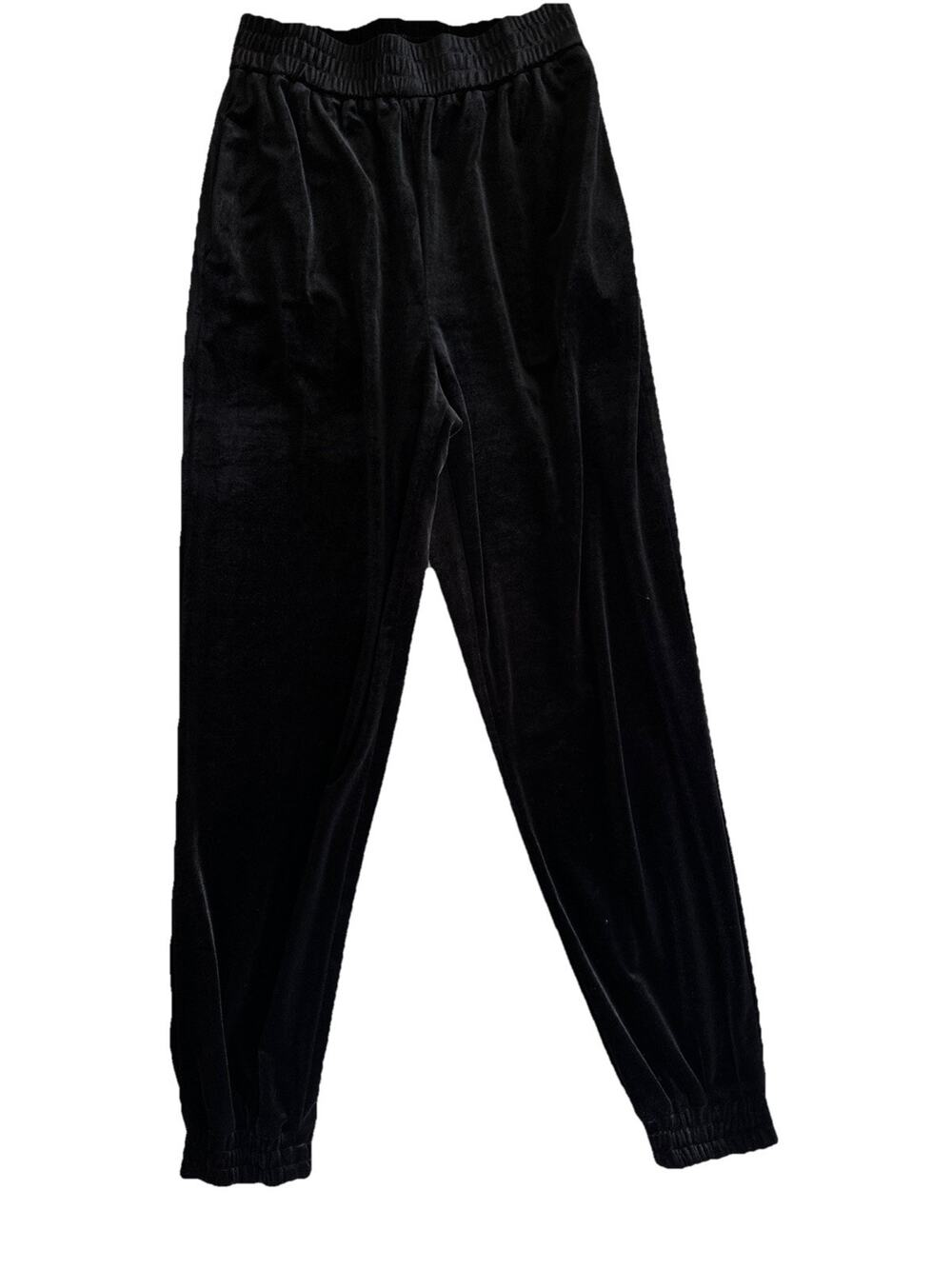 Skies are Blue Velvet Velour Black High Rise Jogger Leg Pants XS Festive